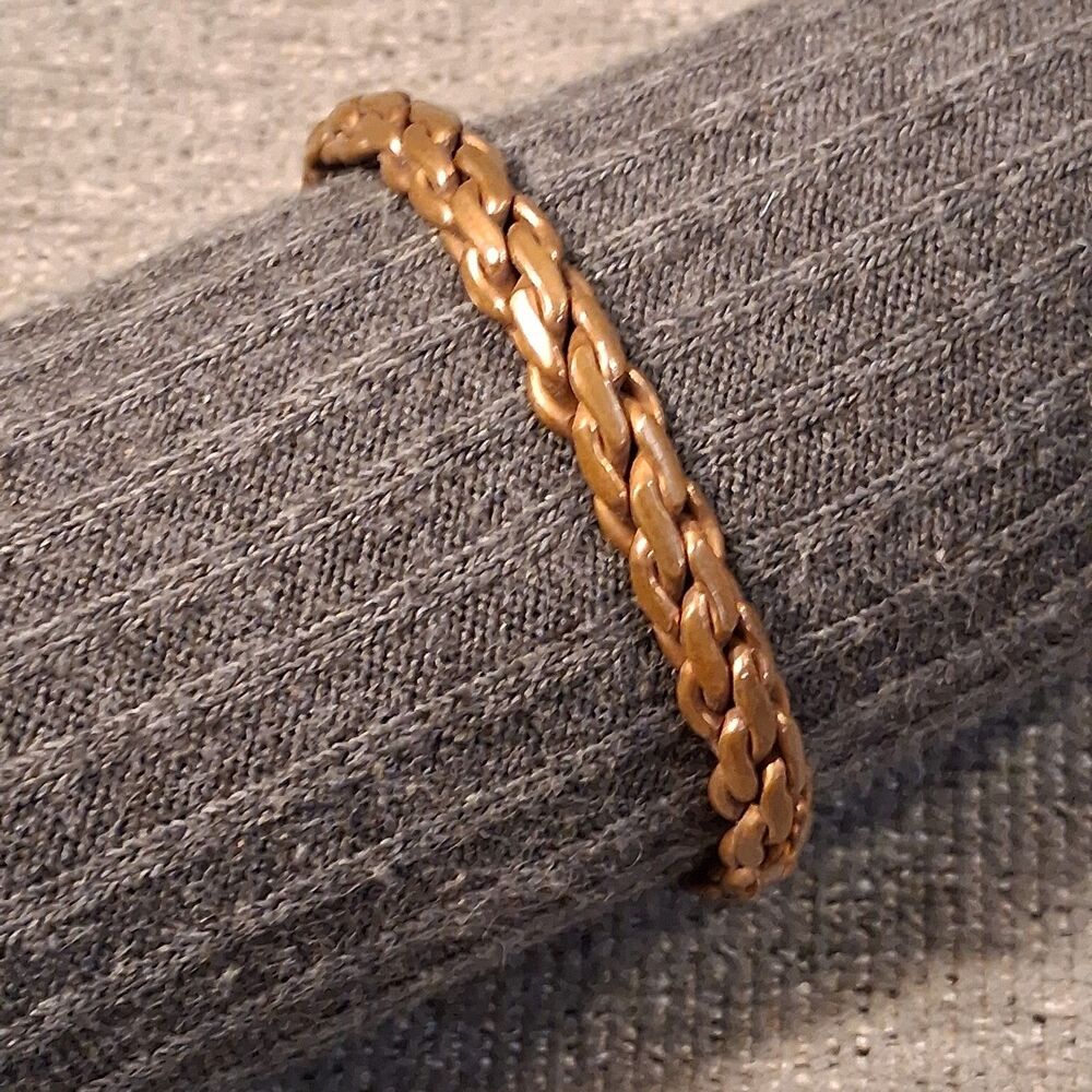 Solid Copper Braided Cuff Bracelet Unmarked Metal Artisan Southwestern Vintage